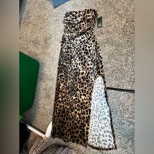 Target Leopard Print Strapless Maxi Dress - Brown Black Cream